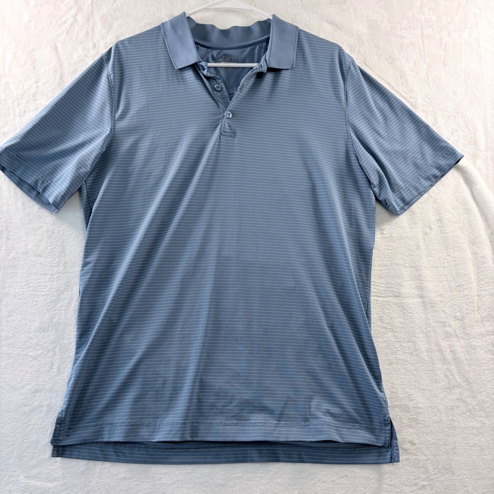 BCG Golf Polo Shirt Striped Blue Short Sleeve Performance Size M